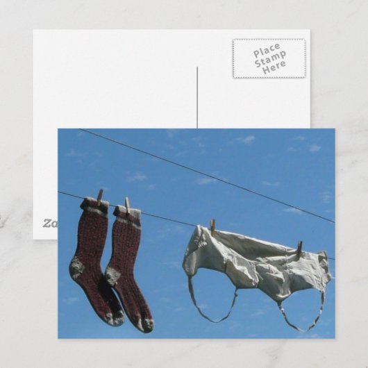 Wasgoed op de lijn briefkaart (Voorkant / Achterkant)