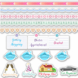 Wasgoed, wasgoed en meer decoratieve planner sticker