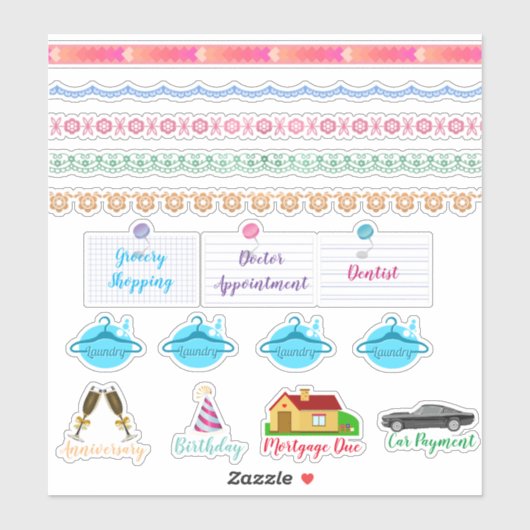 Wasgoed, wasgoed en meer decoratieve planner sticker (Vel)