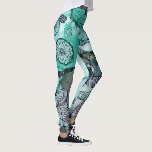 Wasgroene Abstracte Leggings (Rechts)