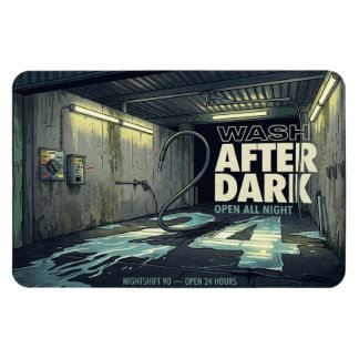 Wash After Dark Retro Car Wash 4x6 Magneet | Nacht