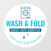 Wash and Fold Service Laundry Dry Cleaners Blue Raamsticker (Vel)