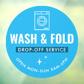Wash and Fold Service Laundry Dry Cleaners Blue Raamsticker (Vel 3)