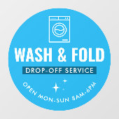 Wash and Fold Service Laundry Dry Cleaners Blue Raamsticker (Vel)