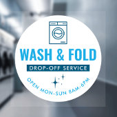 Wash and Fold Service Laundry Dry Cleaners Blue Raamsticker