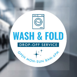 Wash and Fold Service Laundry Dry Cleaners Blue Raamsticker