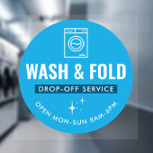 Wash and Fold Service Laundry Dry Cleaners Blue Raamsticker