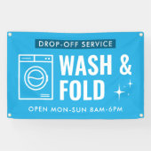 Wash and Fold Service Laundry Dry Cleaners Blue Spandoek (Horizontaal)