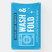 Wash and Fold Service Laundry Dry Cleaners Blue Spandoek (Verticaal)
