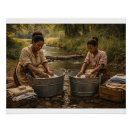 Wash Day at the Creek Perfect Poster