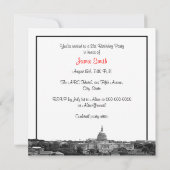 Wash DC Skyline Etched BW Red SQ Birthday Party Kaart (Achterkant)