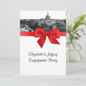 Wash DC skyline geëtst BW rode verlovingsfeest Kaart (Staand voorkant)