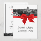 Wash DC skyline geëtst BW rode verlovingsfeest Kaart (Voorkant / Achterkant)