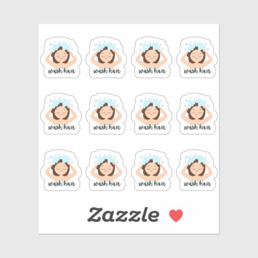 Wash Haar Routine Herinnering Schattig Meisje Bujo Sticker (Vel)