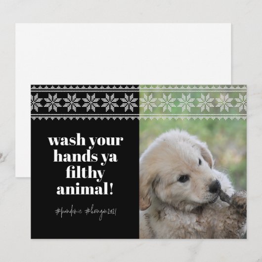 Wash Hands 2020 Funny Humor Sweater Cute Dog Foto Feestdagenkaart (Voorkant / Achterkant)