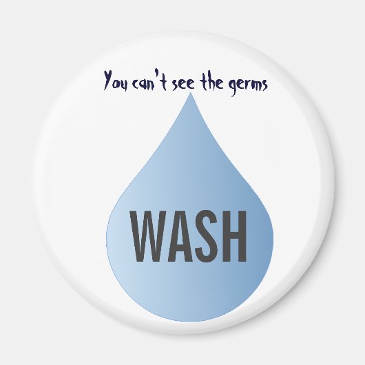 WASH hands blue rain drop clean water magnet (Voorkant)