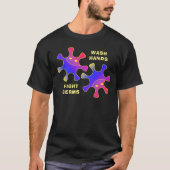 Wash Hands Fight Germs Funny Viral Bugs T-shirt (Voorkant)