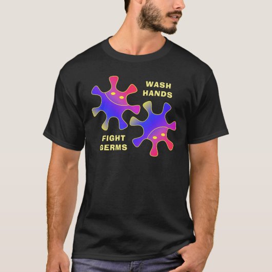 Wash Hands Fight Germs Funny Viral Bugs T-shirt (Voorkant)