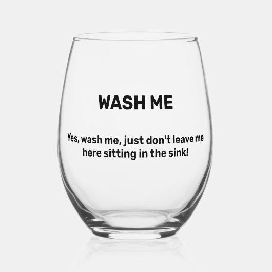 WASH ME Funny Custom Text Dirty Wijnglas Zonder Voet (Voorkant)