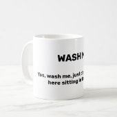 WASH ME Grappige aangepaste tekst vies Koffiemok (Voorkant links)
