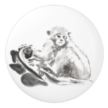 Wash Painting Monkey Year Zodiac Knob