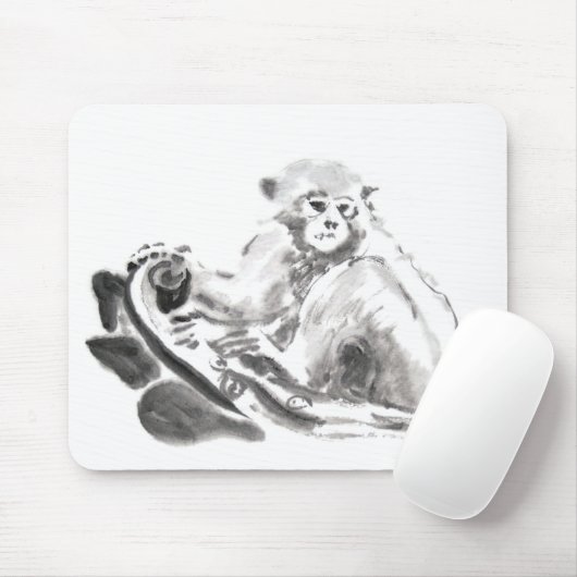 Wash Painting Monkey Year Zodiac Mousepad Muismat (Met muis)