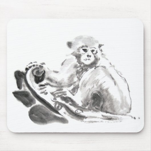 Wash Painting Monkey Year Zodiac Mousepad Muismat (Voorkant)