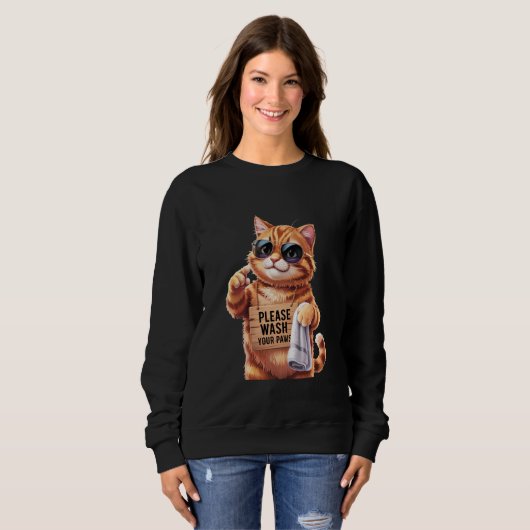Wash Paws Kat - Schattige Retro Herinnering Trui (Voorkant volledig)
