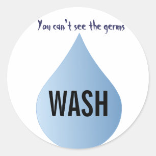 WASH Uw handen blauwe regen laat een schone waters Ronde Sticker