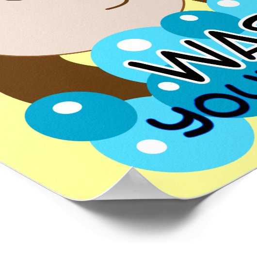 Wash uw handpalen zwart-wit afdrukken poster (Hoek)