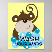 Wash uw handpalen zwart-wit afdrukken poster (Voorkant)