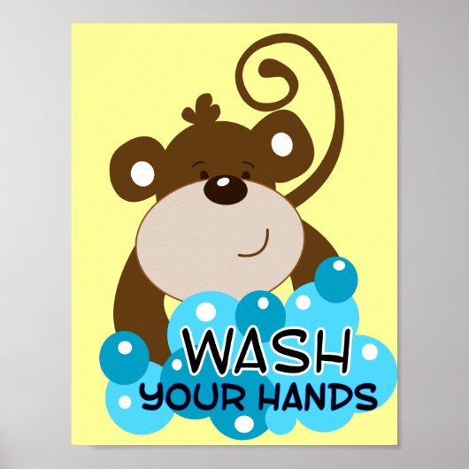 Wash uw handpalen zwart-wit afdrukken poster (Voorkant)