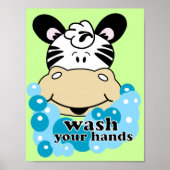 Wash Uw Zebra Bathroom Art Print (Voorkant)