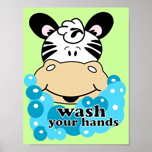 Wash Uw Zebra Bathroom Art Print (Voorkant)