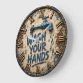 Wash Your Hands Bathroom Rustic Farmhouse Grote Klok (Hoek)
