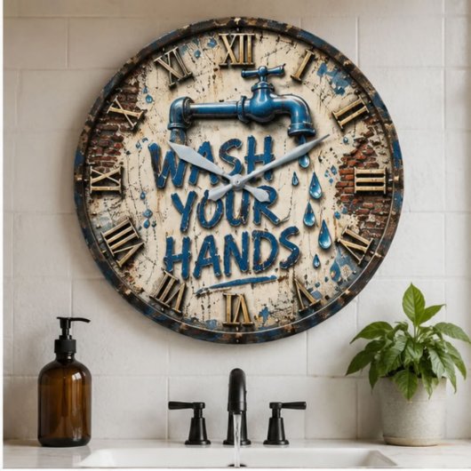 Wash Your Hands Bathroom Rustic Farmhouse Grote Klok