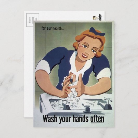 Wash Your Hands Briefkaart (Voorkant / Achterkant)