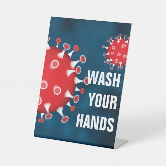 Wash Your Hands Reclamebord Met Voetstuk (Voorkant)