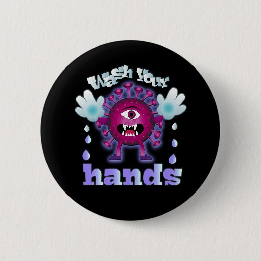 Wash Your Hands Ronde Button 5,7 Cm (Voorkant)