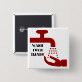 Wash Your Hands Vierkante Button 5,1 Cm (Voorkant /achterkant)