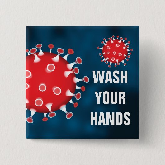 Wash Your Hands Vierkante Button 5,1 Cm (Voorkant)