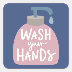 Wash Your Hands Vierkante Sticker
