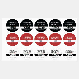 Washable Waterproof Sticker Label Black Red White