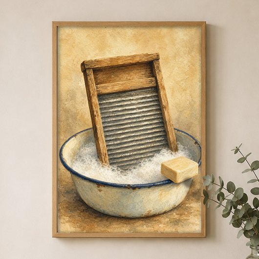 Washboard en wasteil waterverfposter poster