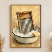 Washboard en wasteil waterverfposter poster
