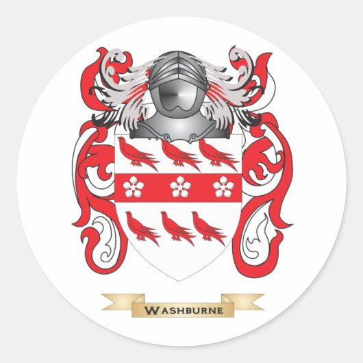 Washburne Family Crest (Wapen) Ronde Sticker (Voorkant)