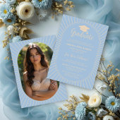 Washed Blue Elegant  ovaal-vorm Afstuderen Kaart