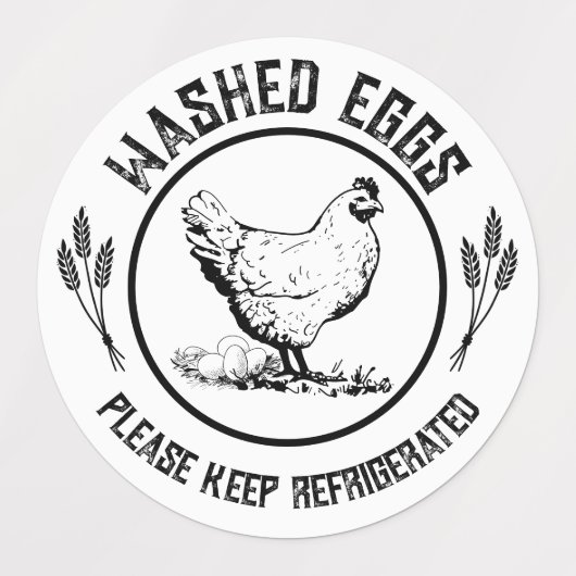 Washed Eggs Keep Refrigerated Labels (Design 2)