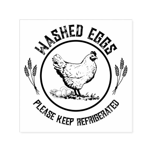 Washed Eggs Keep Refrigerated Zelfinktende Stempel (Design)