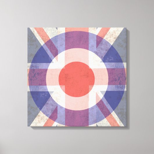 Washed Mod Target op verouderde union jack Canvas Afdruk (Voorkant)